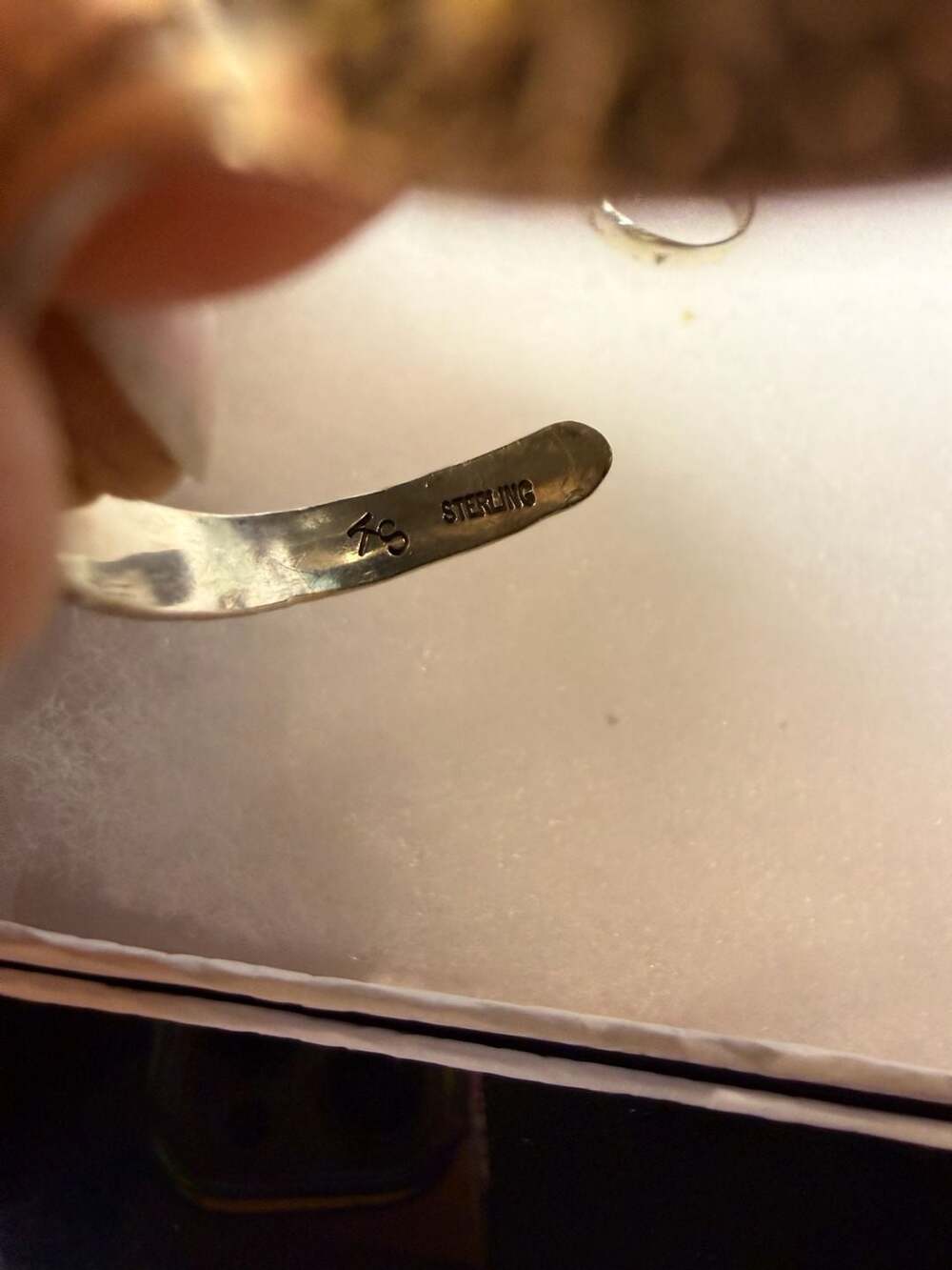 North Works Sunrays Sterling Silver Bangle Cuff Bracelet with Ring - Picture 5 of 7
